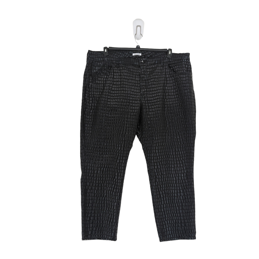 Good American Women Plus 24 Good Straight Jeans Black Croc Coated Texture NEW